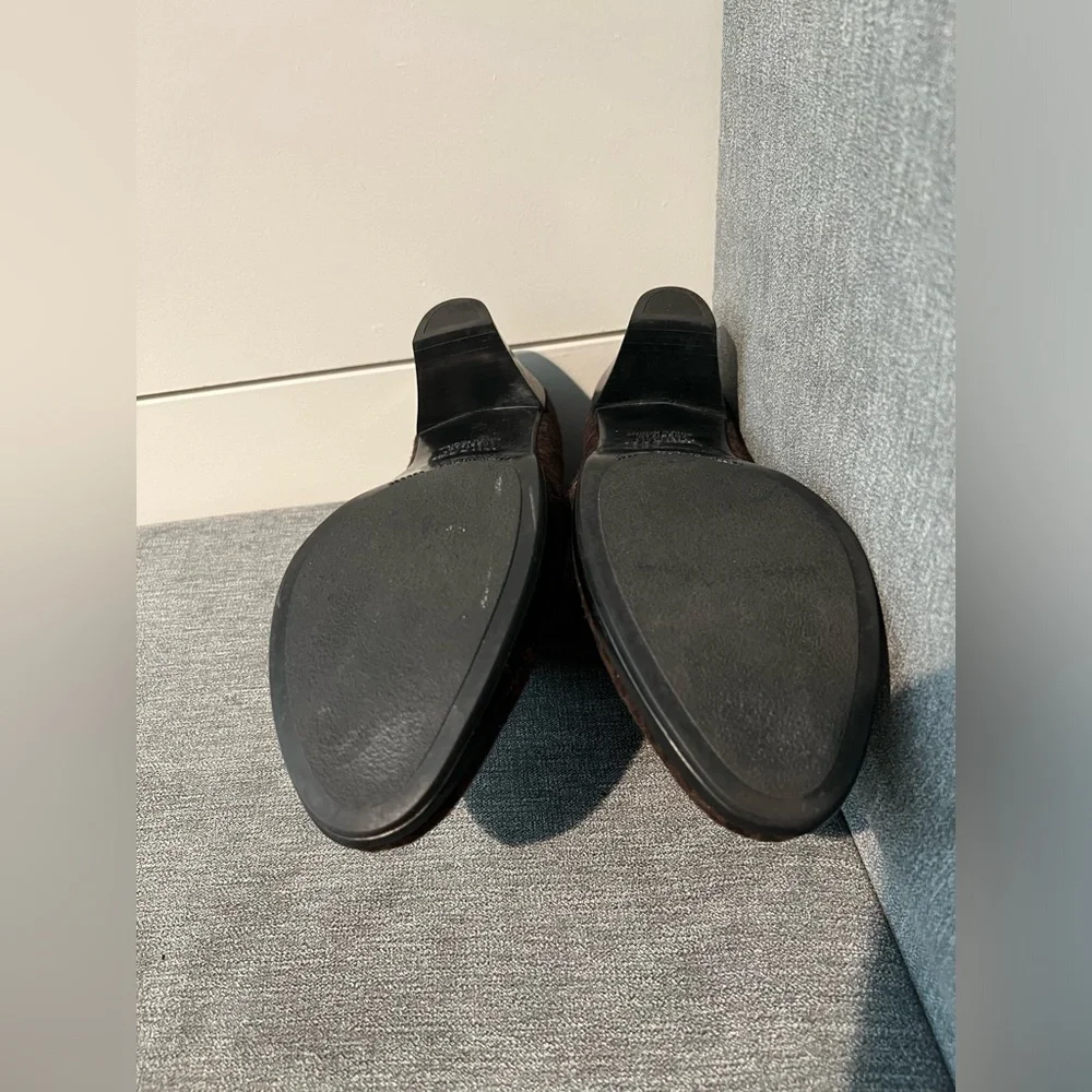 Munro Womens Brown Leopard Print Fabric Zip Up Booties - Picture 3 of 6